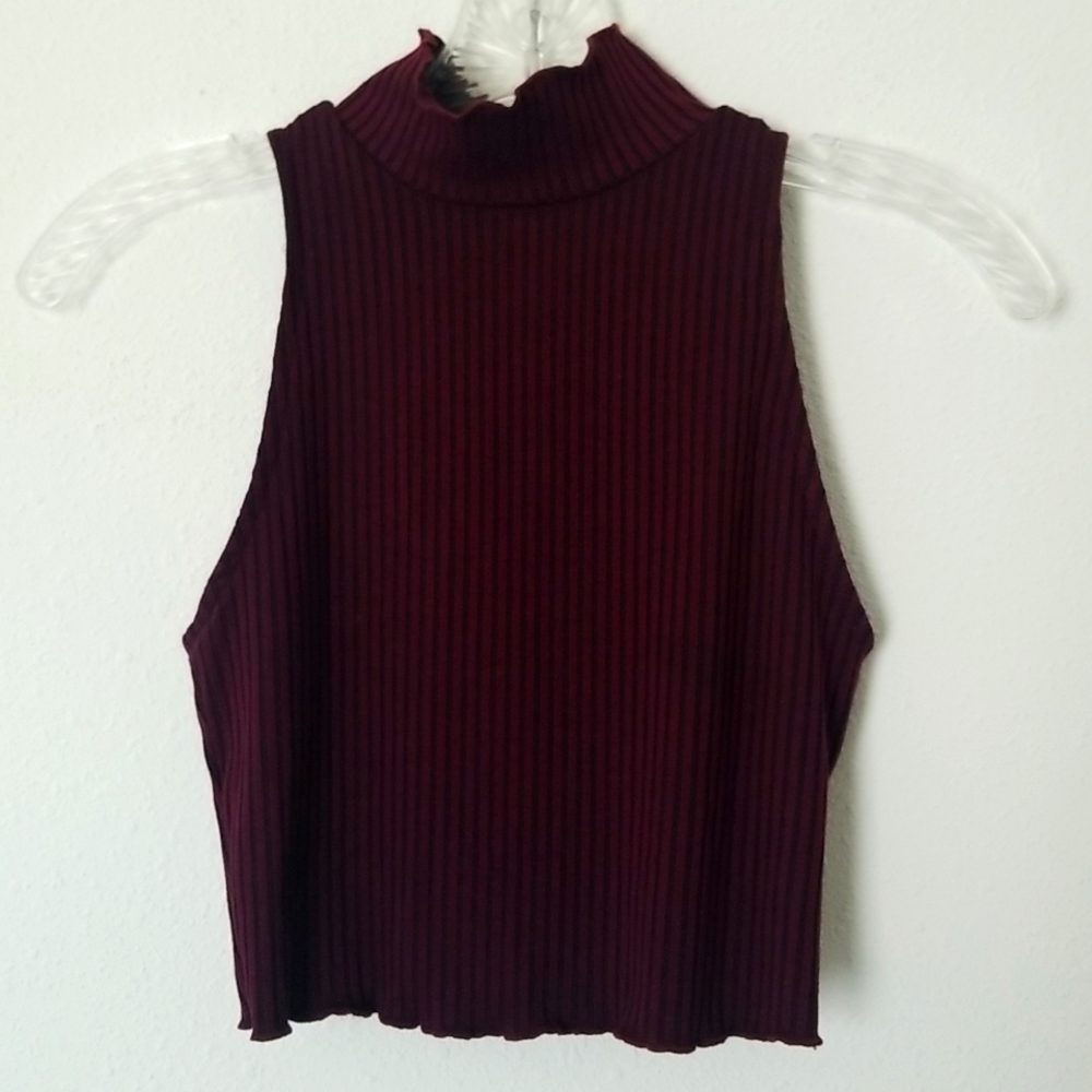 Urban Outfitters NWOT Burgundy crop top,  size XS. turtleneck.